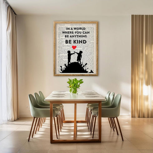 Posterizer 1 pcs-Be Kind-Graffiti Street Upcycled Dictionary Print-Urban Art-Motivational & Inspirational Art-Gift, Mural Fans-Decor for Home & Of...